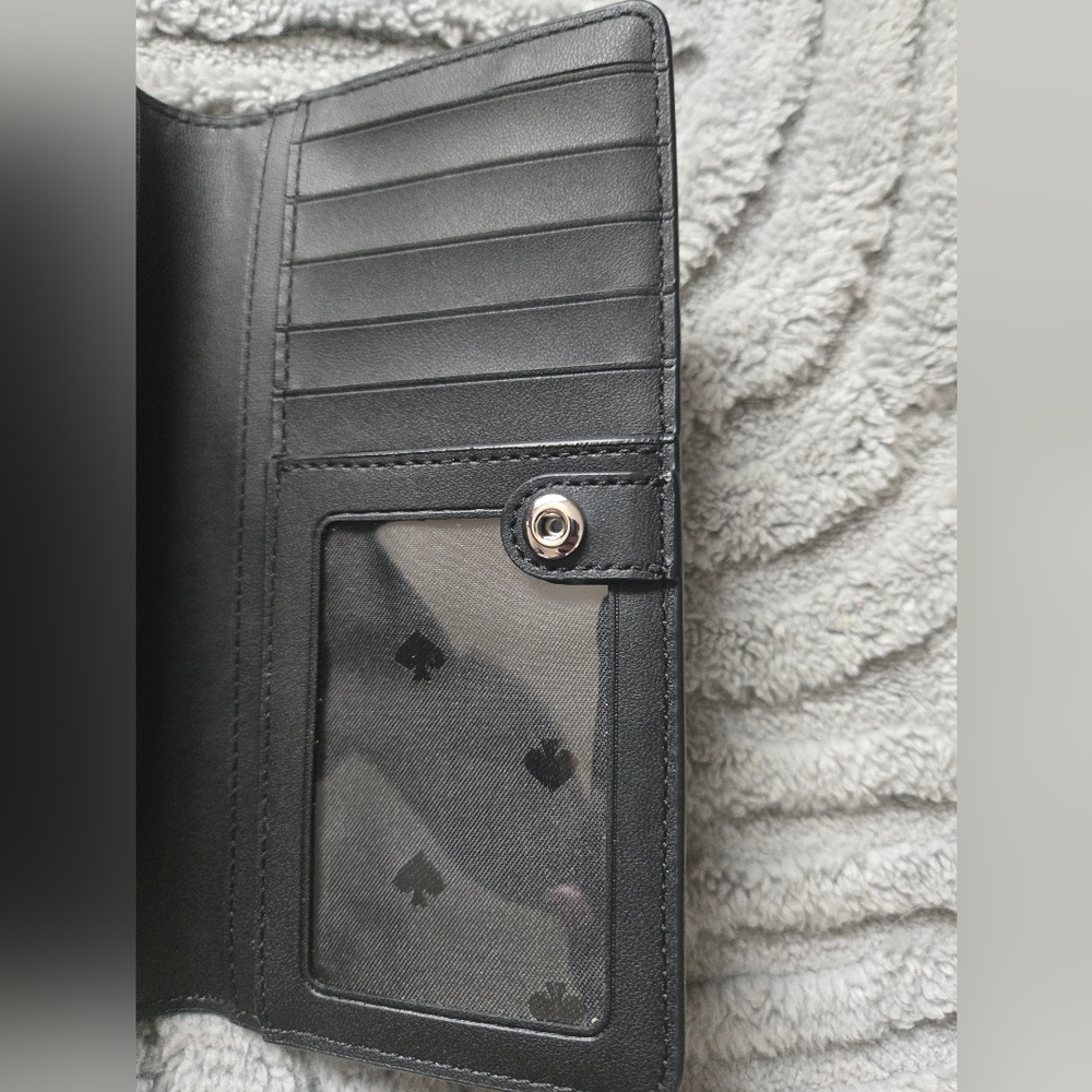 Kate Spade White and Light Gray Saffiano Zip Wallet with Silver Hardware - Picture 8 of 8